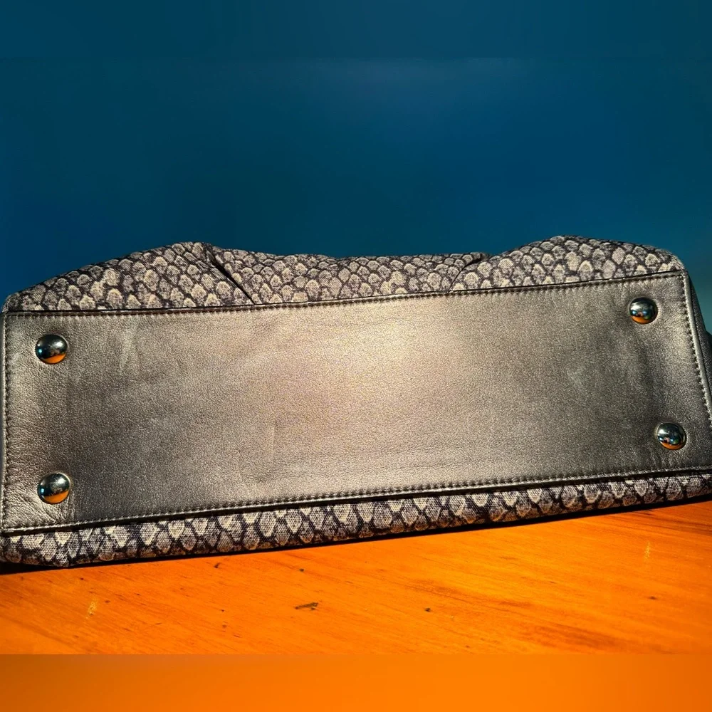 Grunge Glam Alt Gunmetal Gray Python Snake Coach Taylor Alexis Carryall Satchel